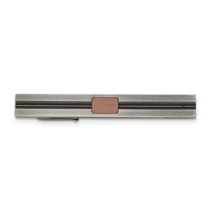 Stainless Steel Antiqued White Bronze & Brown Plated Tie Bar, 7x55mm